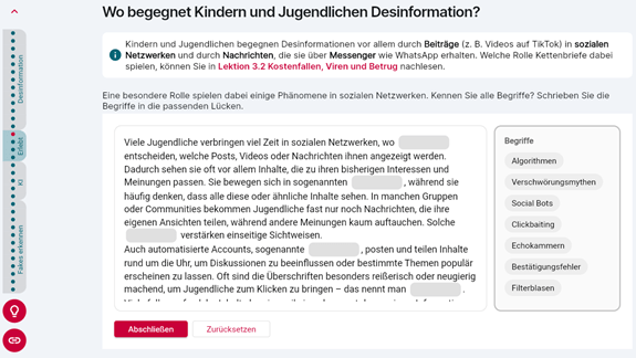 Beispiel für Lückentext